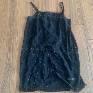 Free People beaded black slip dress